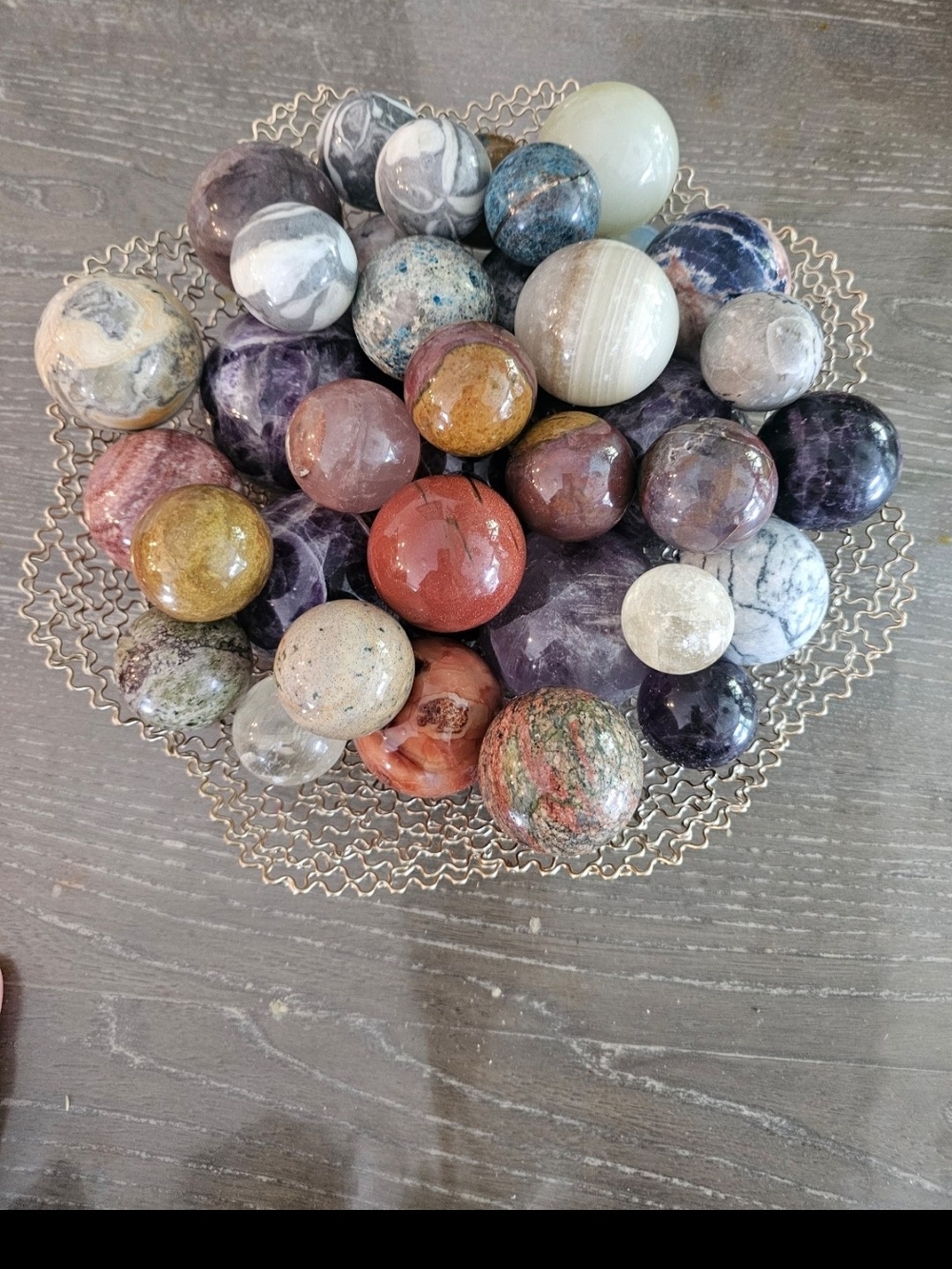 Decorative Mixed Gemstone Spheres Bowl - Multicolor Home Accent
